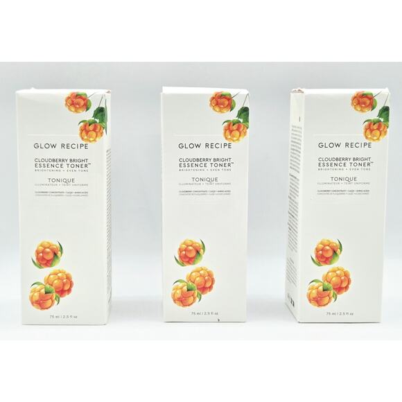 (3) NEW IN BOX LOT Glow Recipe Cloudberry Bright Essence Toner 75ml / 2.5 fl oz - Picture 1 of 1